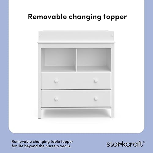 Vista 130 de Storkcraft Alpine - Cómoda doble de 6 cajones (blanco) - Certificado GREENGUARD Gold, cómoda para guardería, cómoda de 6 cajones, cómoda para niños