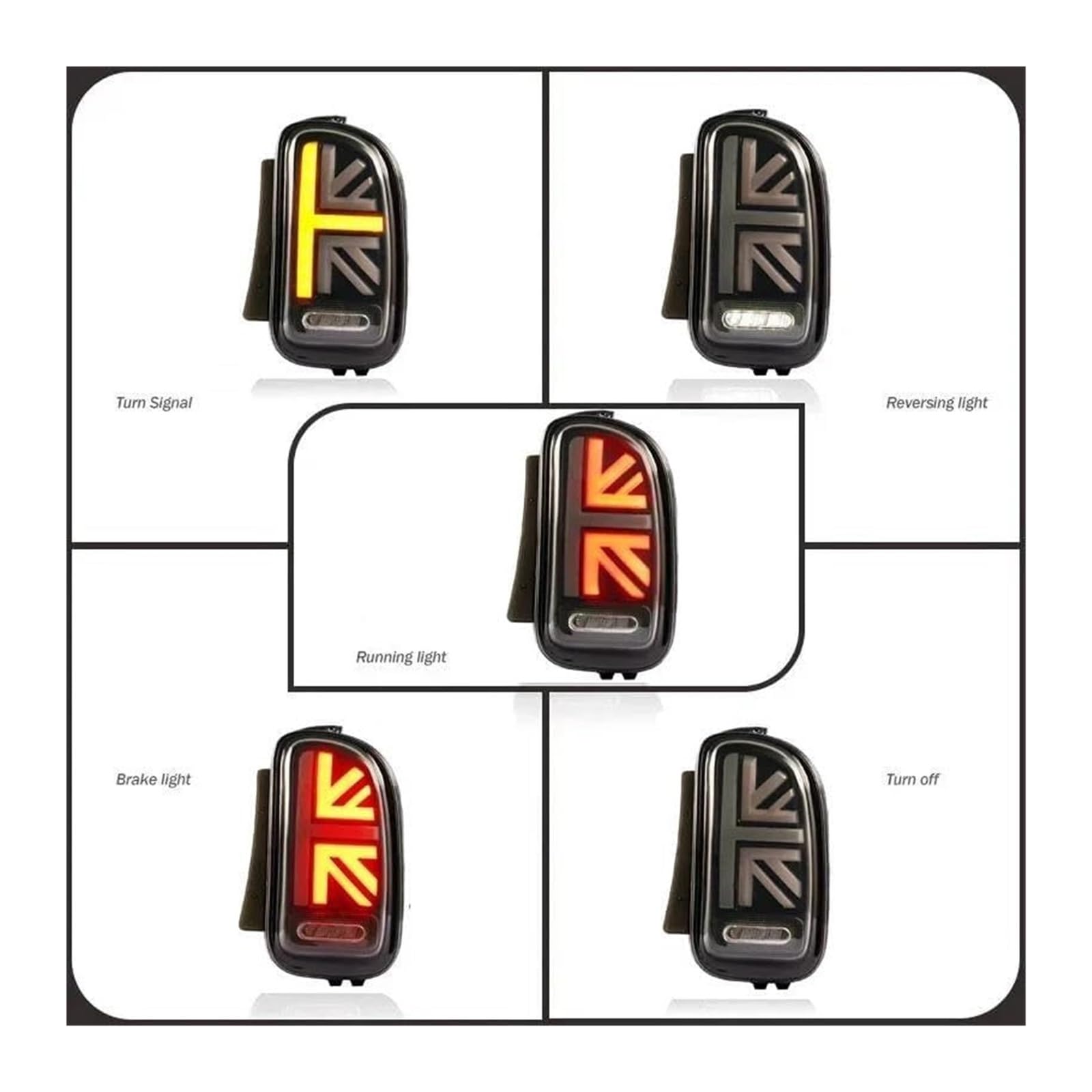 Para Cooper Para Clubman Para R55 Freno Inverso Luz Señal Giro Secuencial Luces Traseras Coche Conjuntos Señal Giro Espejo(2pcs Smoke)