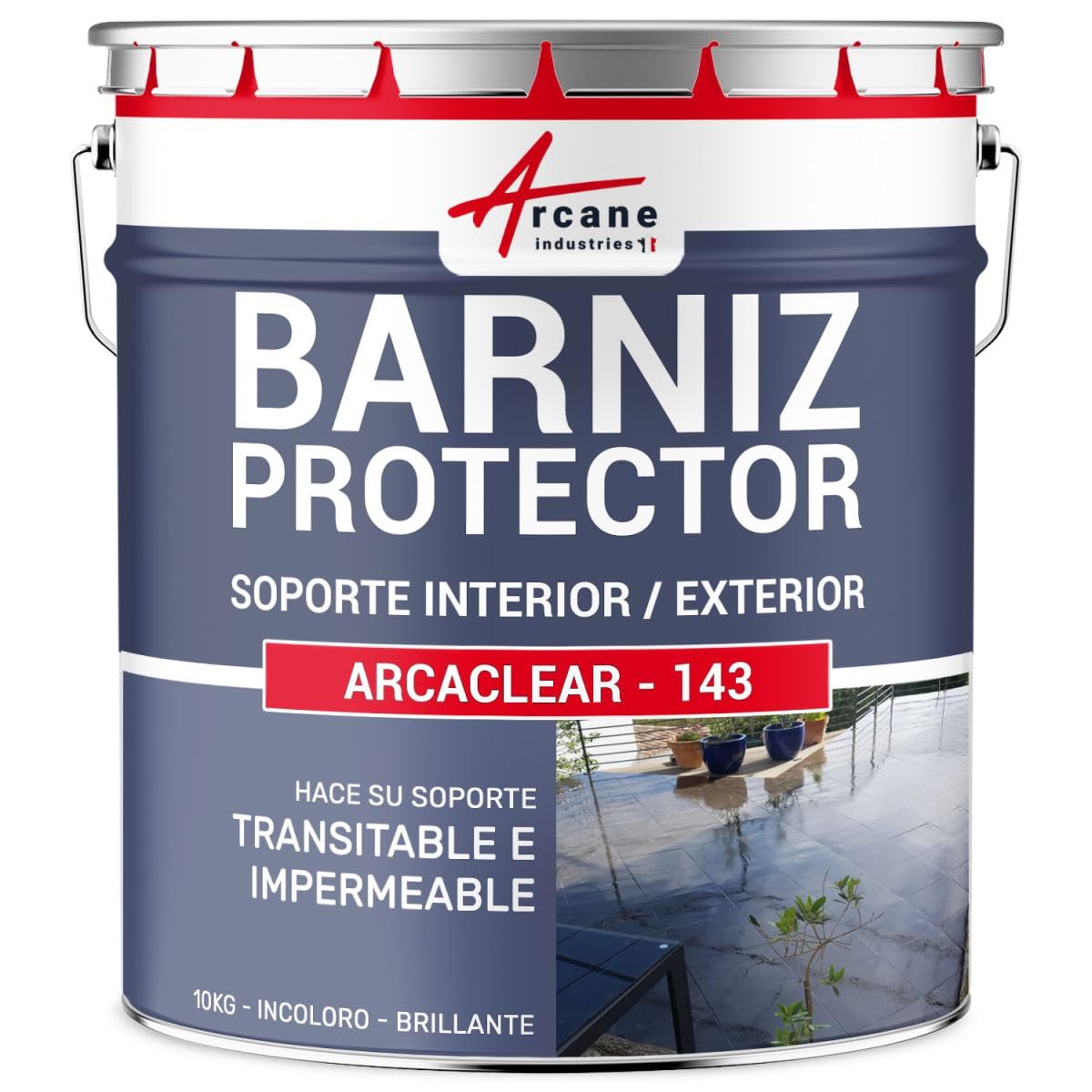 Barniz protector para resina y azulejos: ARCACLEAR - 143 - - ARCANE INDUSTRIES | Barniz Circular Transparente, Protege Azulejos, Hormigón, Terrazas y Duchas, Resistente a los Uv - Arcane Industries