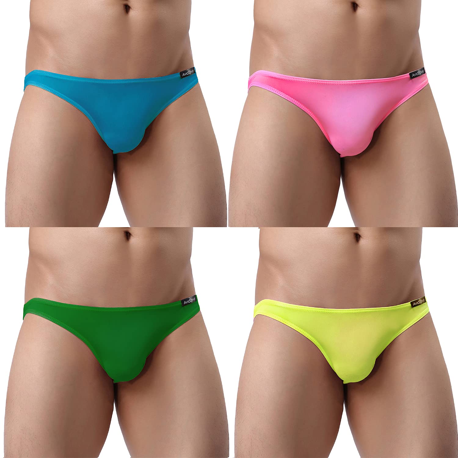 AvidloveUnderwear Men's 4 Pack Classic Low Rise Stretchy Hip Briefs Bikini