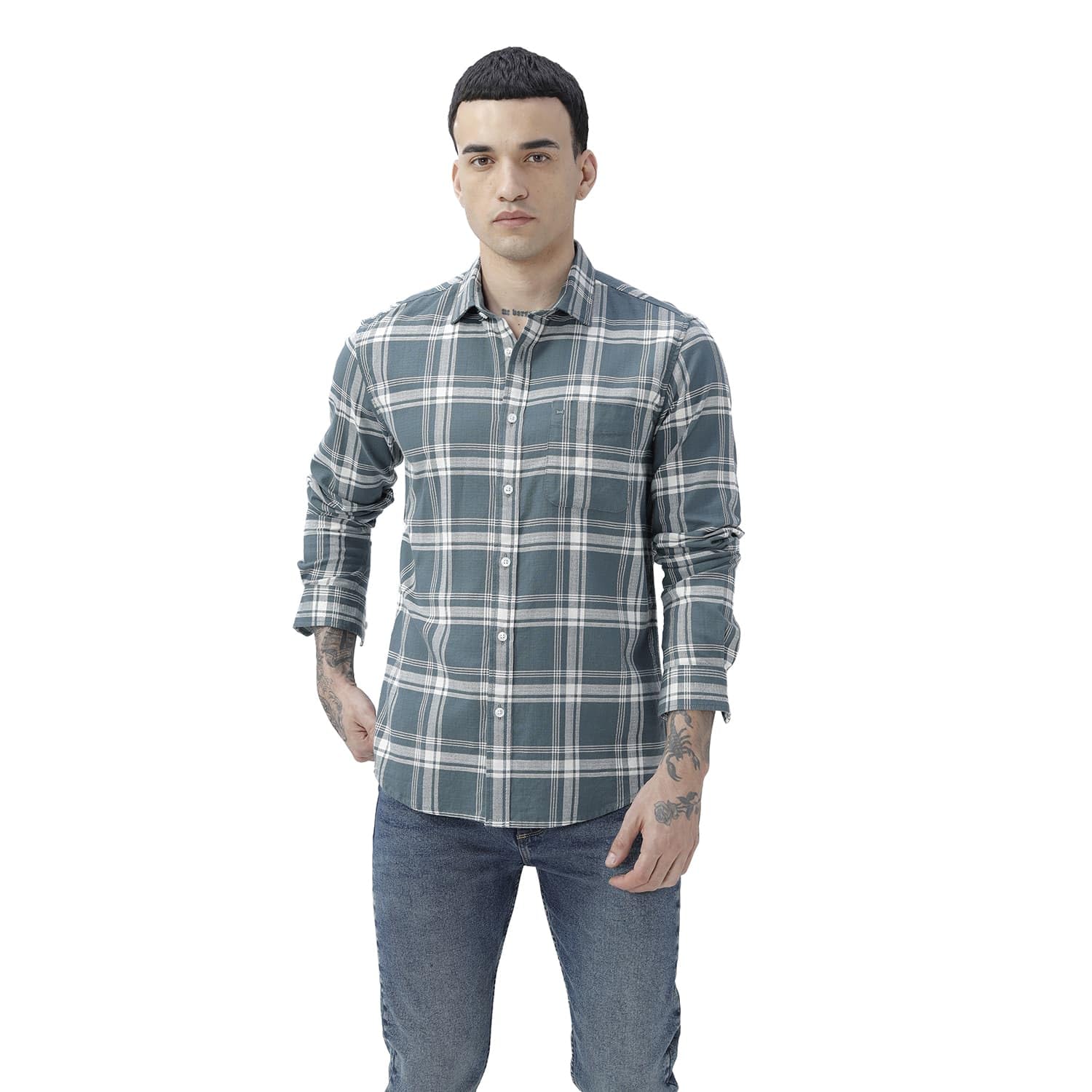 basics 100% Cotton Checked Shirt for Men | Slim Fit | Everyday Smart Casual Wear | Full Sleeve-picture-14