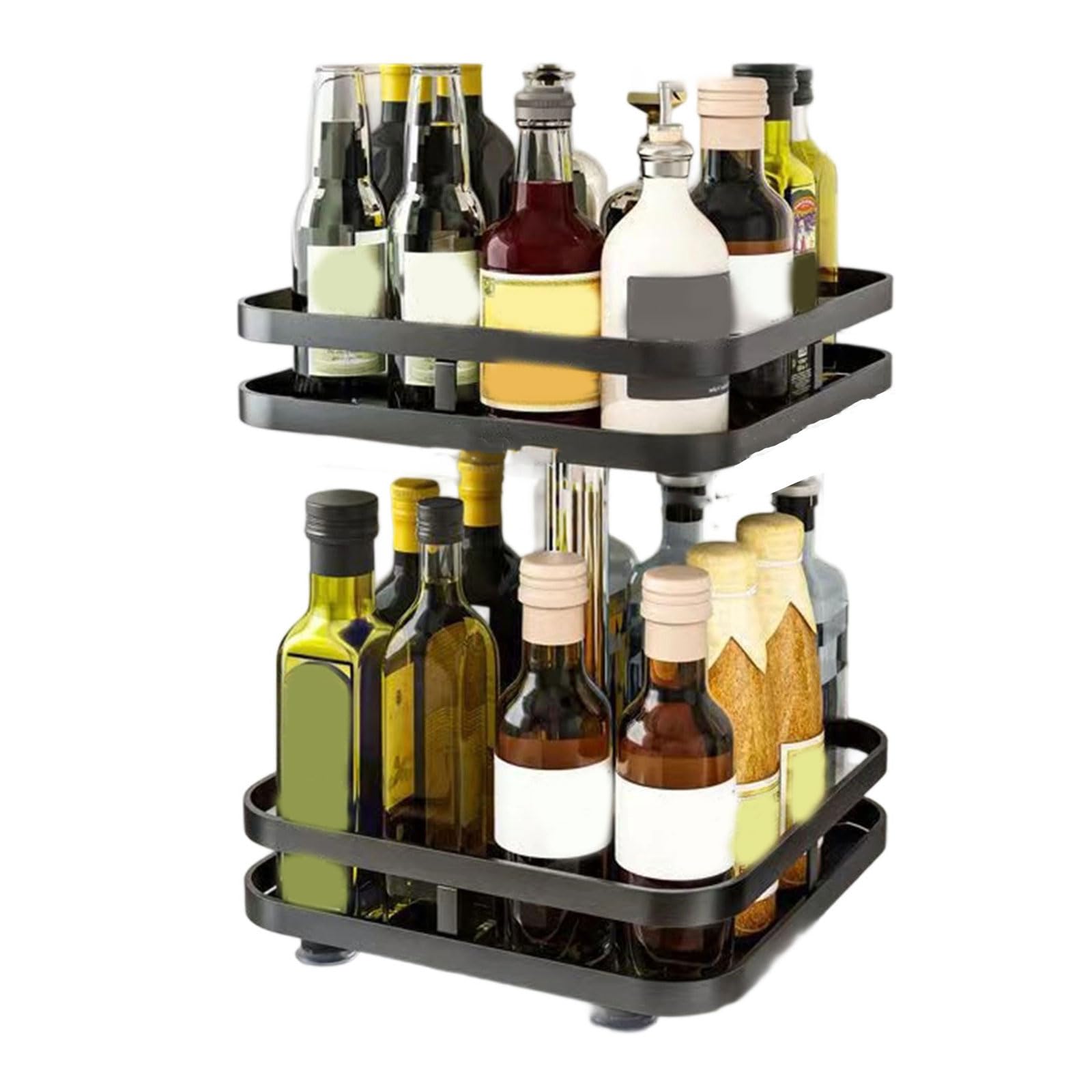 APGLSXY 360 Degree Rotating Kitchen Countertop Organizers Adjustable Tiers Shelf for Bathroom Cosmetics Rotating Cosmetic Display Stand