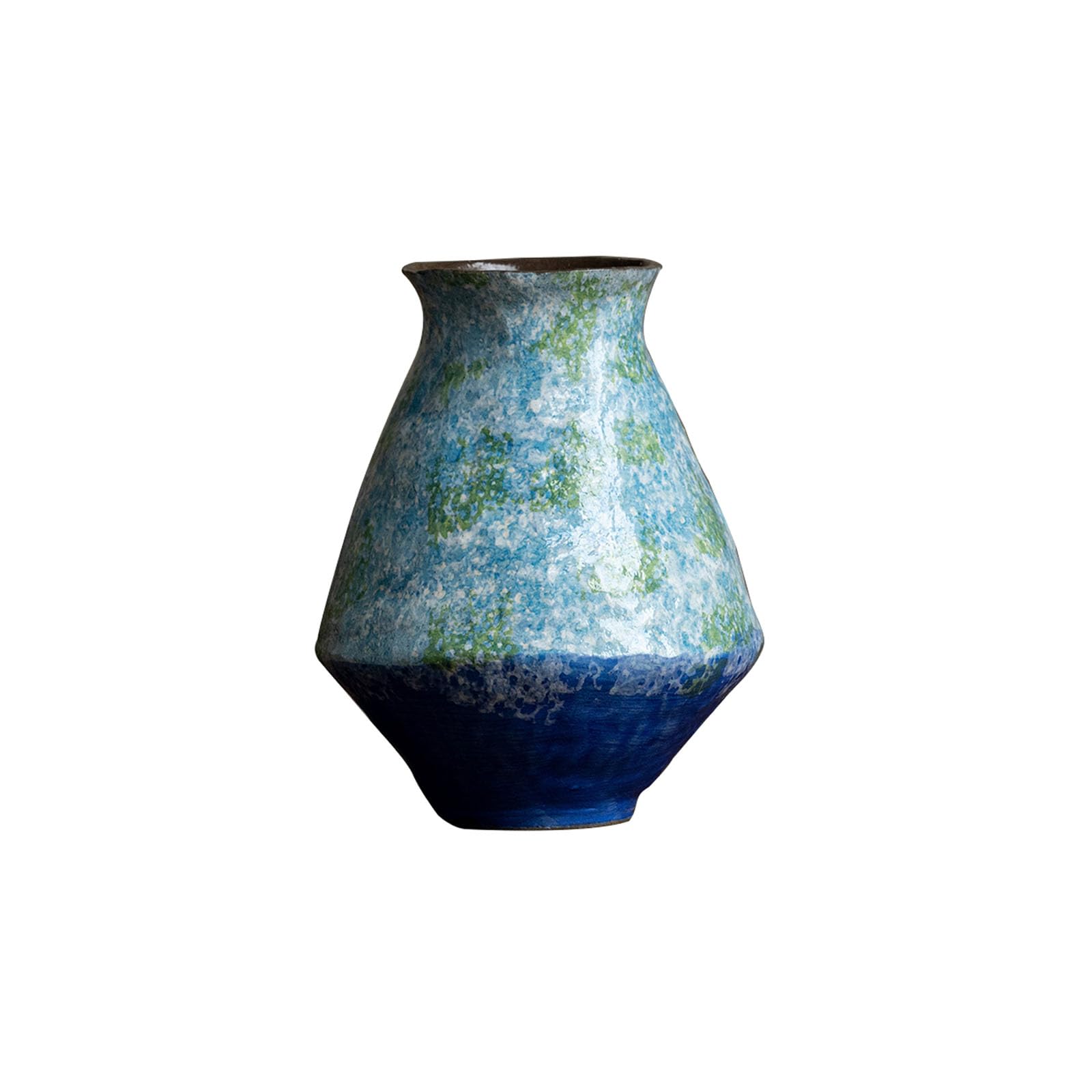 Nzzkoides Blue A Ceramic Blue Vase For Dried Flowers, Vintage Art Vase, Ornament For Living Room, Bedroom, Study Room, Shelf, Floor, Various Styles(Size:15 * 15 * 20Cm,Color:blue A)