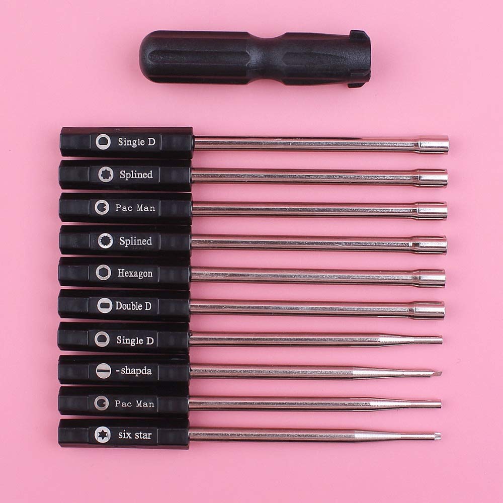 HAOHAO 10pcs multifunción Destornillador de Ajuste del carburador del Sistema de Herramienta del Kit Compatible with Stihl Husqvarna Poulan Craftsman 2 Tiempos Pieza del Motor