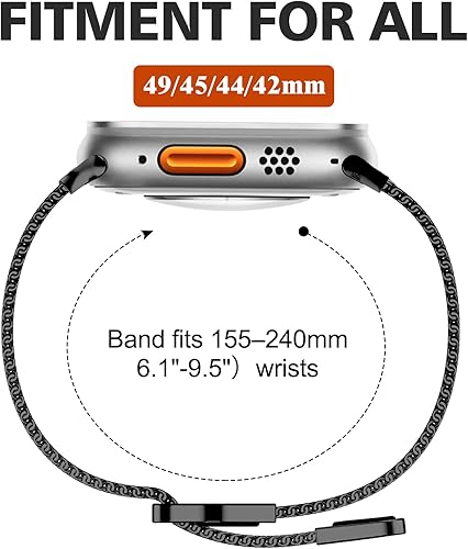 Miniatura 4 de Geoumy Bandas magnéticas de metal compatibles con Apple Watch Ultra de 1.929 in con funda, correa de repuesto de malla milanesa de acero inoxidable