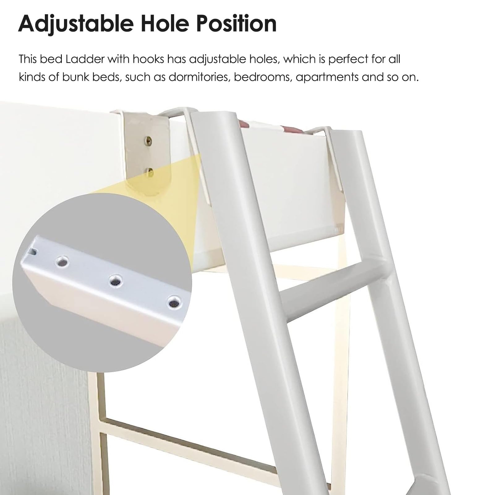 Genérico Escalera Ajustable para literas de Caravana, Escalera para Cama de Remolque con Ganchos, Escalera de Metal Resistente para Dormitorio, altillo, Caravana, Escalera de Repuesto portá