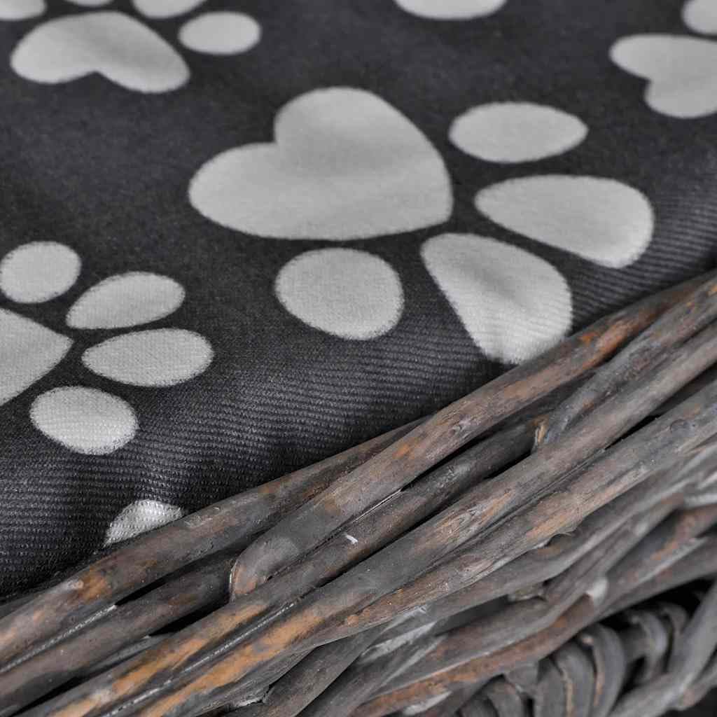 Cuccia per gatti in vimini con cuscino, 50 x 25 x 51 cm, grigio