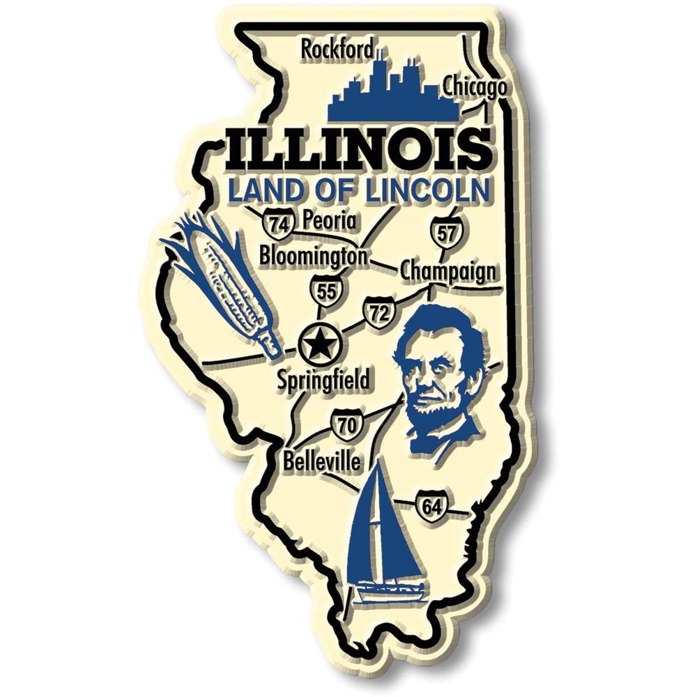 Classic Magnets Beige Giant State Map Magnet - Illinois