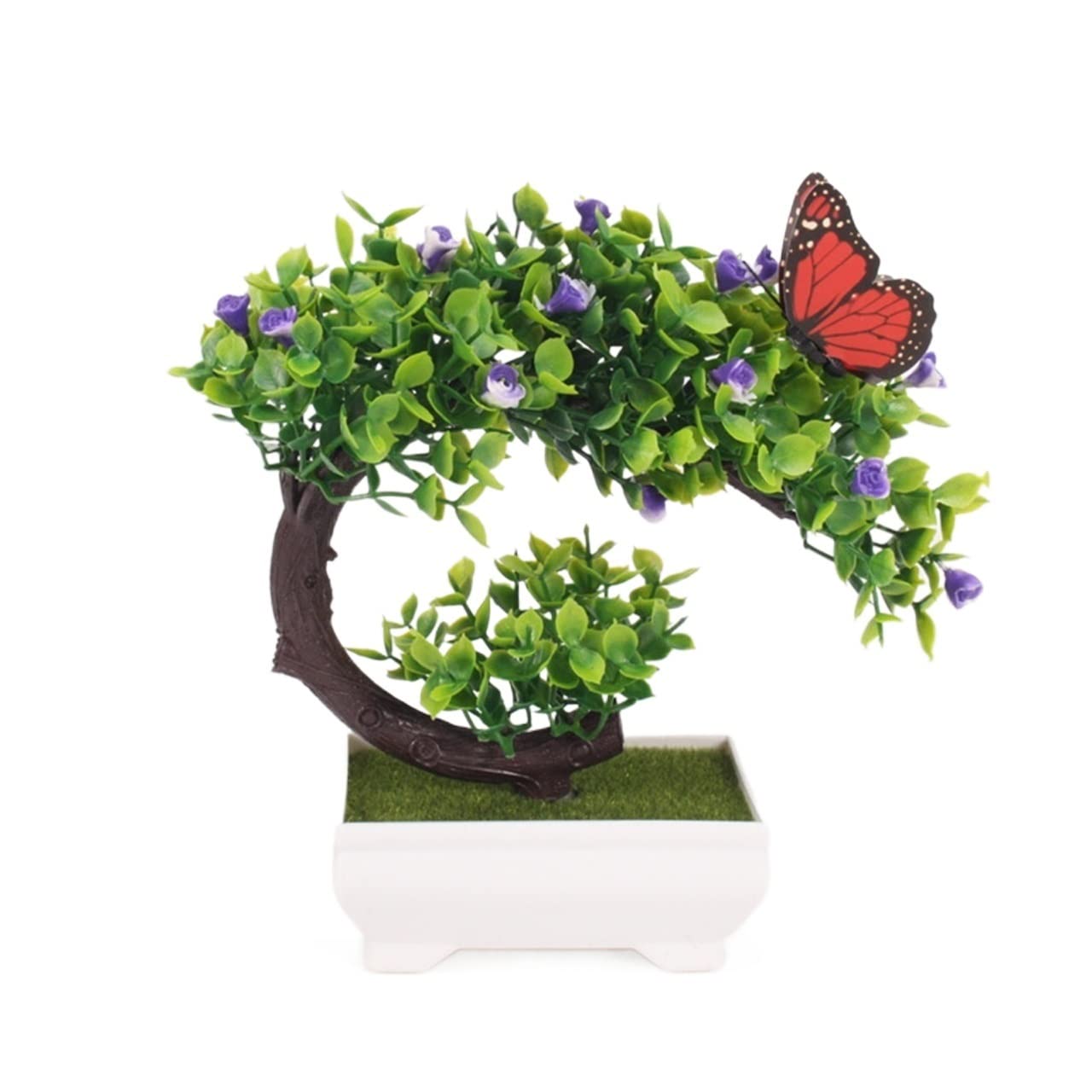 ULTRAWAVE Faux Tree NEW Artificial Plants Bonsai Small Tree Pot Fake Flowers Potted Ornaments For Home Decor Decoration Hotel Garden Faux Plants Indoor(B)