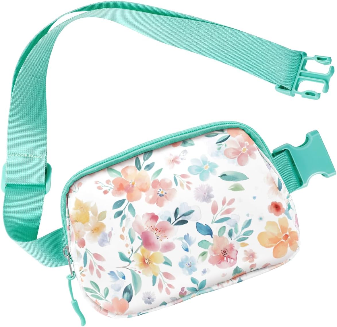 Simikol Belt Bag Cute Crossbody Bags for Women Lightweight Fashion Waist Packs Waterproof Running Workout Hiking Travel Fanny Pack, Watercolor Flower