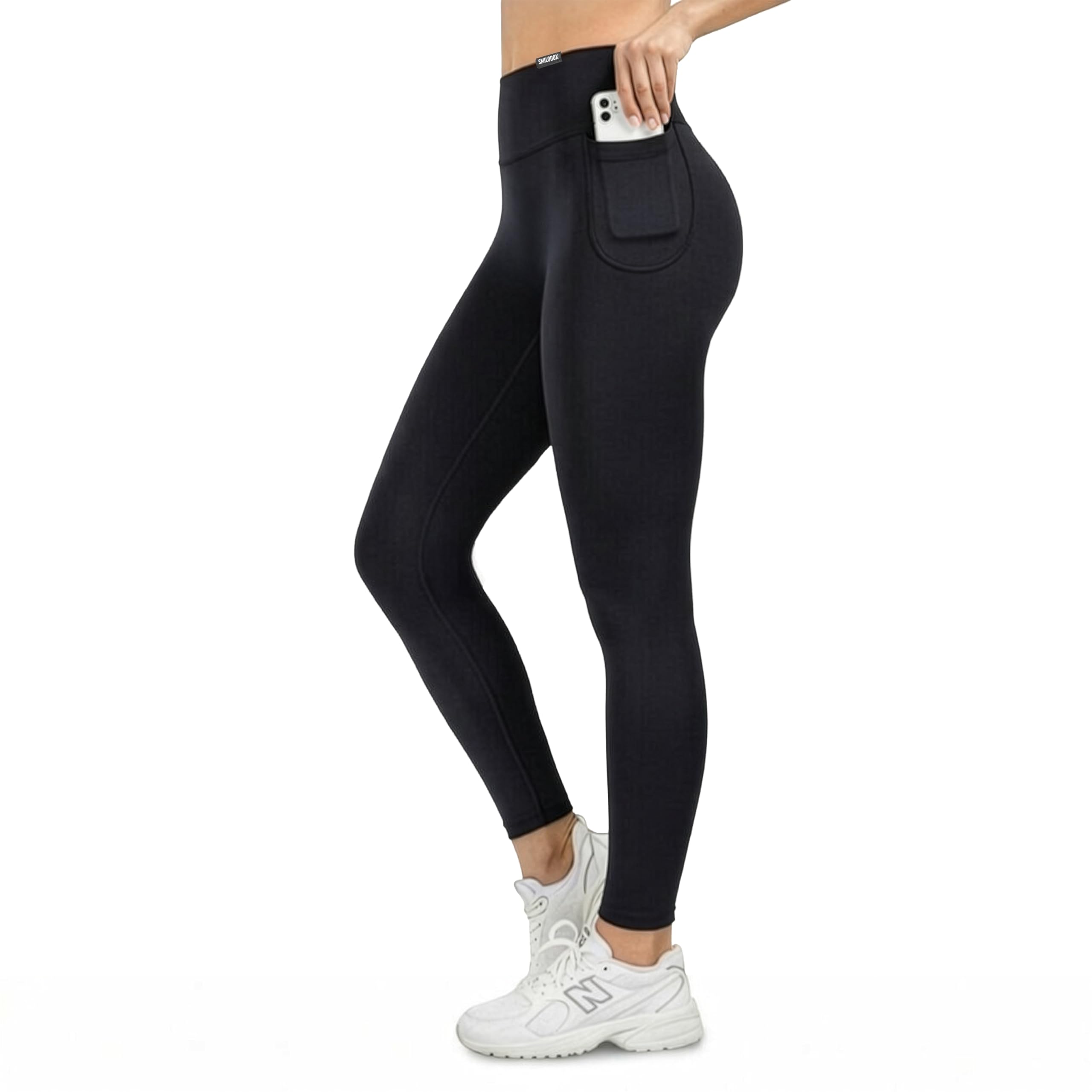 SMILODOX Leggings Damen Kelsy, High Waist Sportleggings mit V-Bund & seitlichen Eingrifftaschen, nahtlos im Schritt, figurformende & elastische Yogahose, ideal für Alltag, Fitness, Freizeit & Training