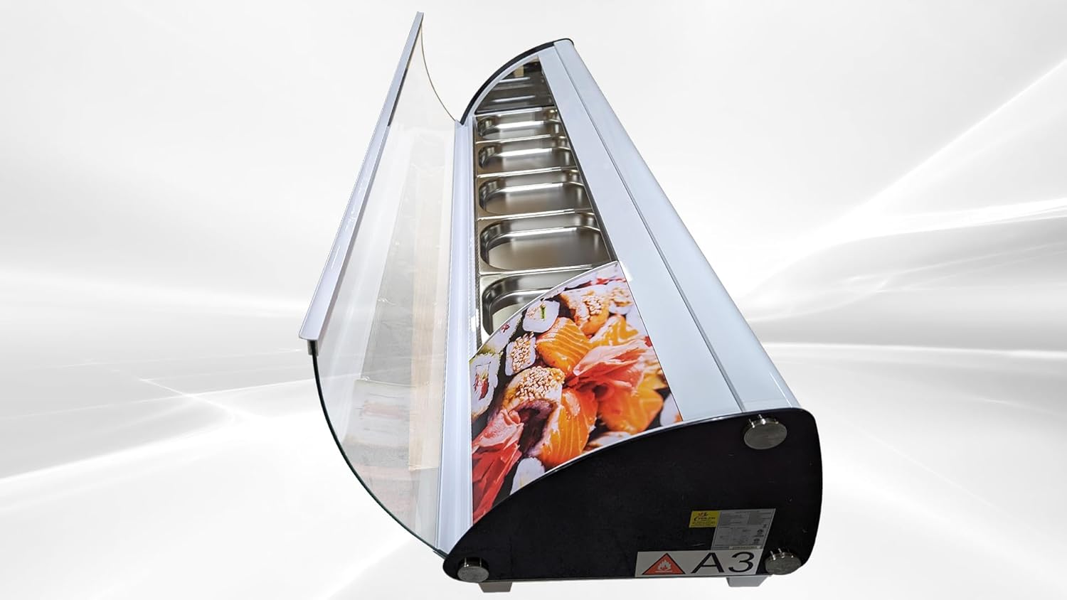 Refrigerated Sushi Display Cooler Case Countertop 8 Pan Commercial Refrigerator ; LED Lighting; 69" Wide NSF ETL cs-103