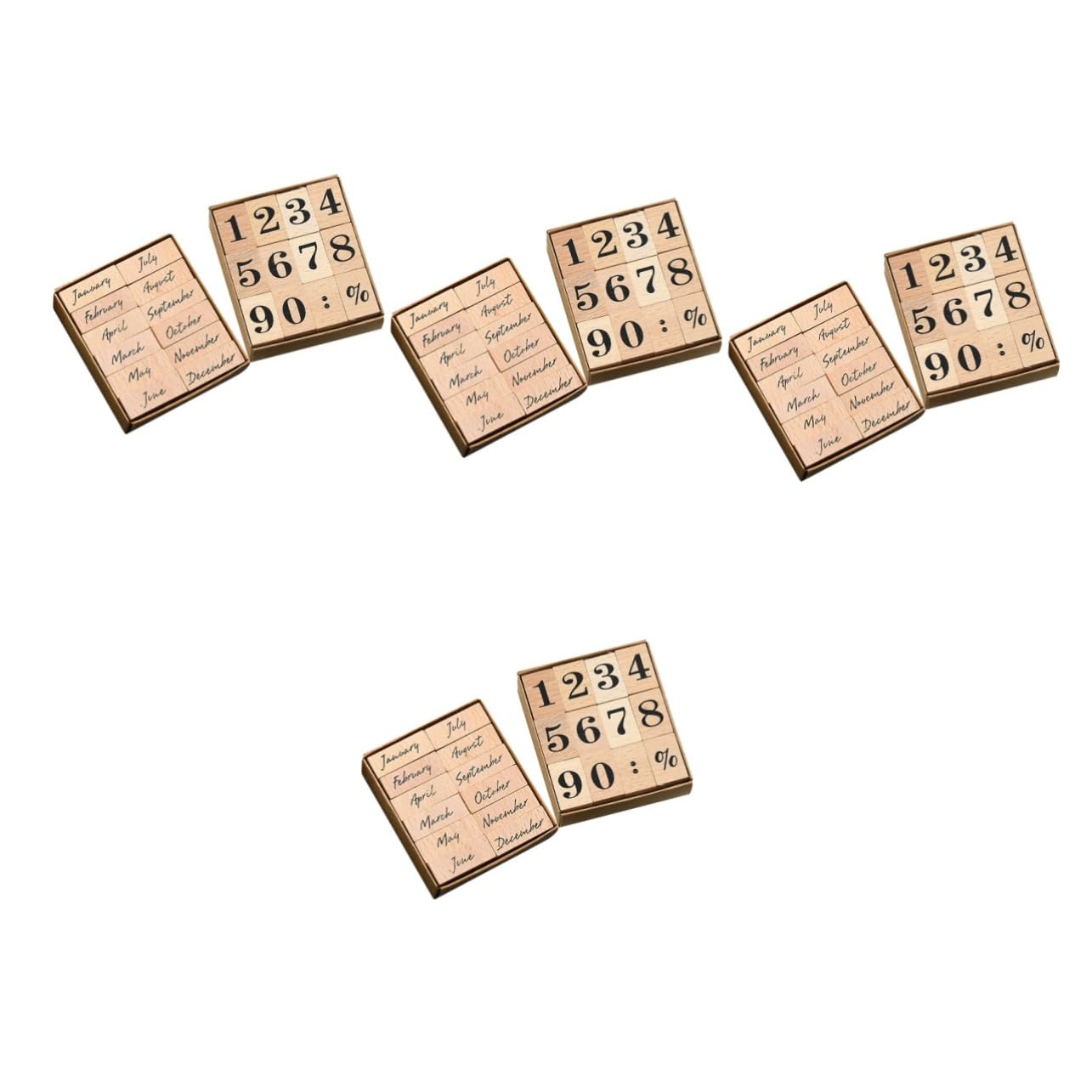 HOMSFOU 96stücke Teiliges Holzstempel Für Monate Und Kreative Stempel Für Scrapbooking Journaling Und Geschenkanhänger Tragbar Und Vielseitig Für Bastelprojekte