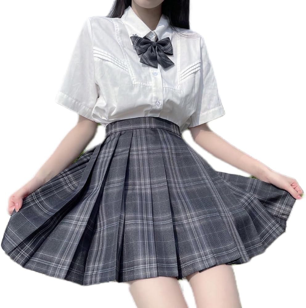 【新品275M】リボンつき　なんちゃって制服スカート　チェックスカート Amazon.co.jp: [RHOYJSI] リボンつき チェックプリーツスカート