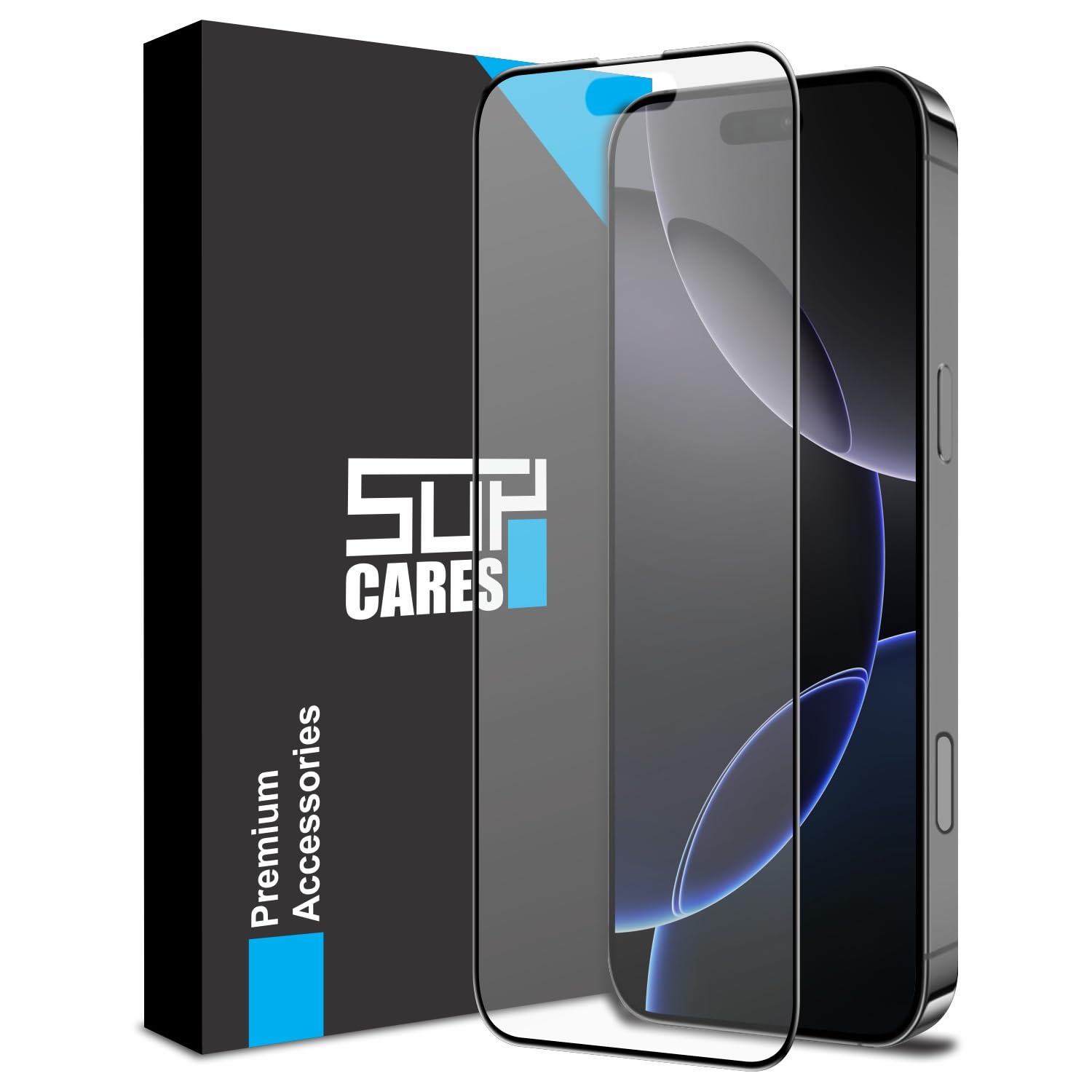 SupCares Matte Anti-Glare Tempered Glass for iPhone 16 Pro (6.3 Inch) With Installation Kit | Military-Grade Gorilla Screen Protector | Edge to Edge Coverage | Black