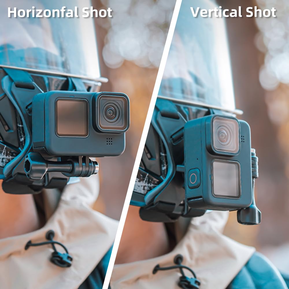 Support de mentonnière pour Casque de Moto Compatible avec GoPro Hero 13,12,11,10, 9, 8, 7, (2018), 6 5,DJI Osmo Action 5 Pro/4/3/2, SJCAM et la Plupart des caméras d'action.