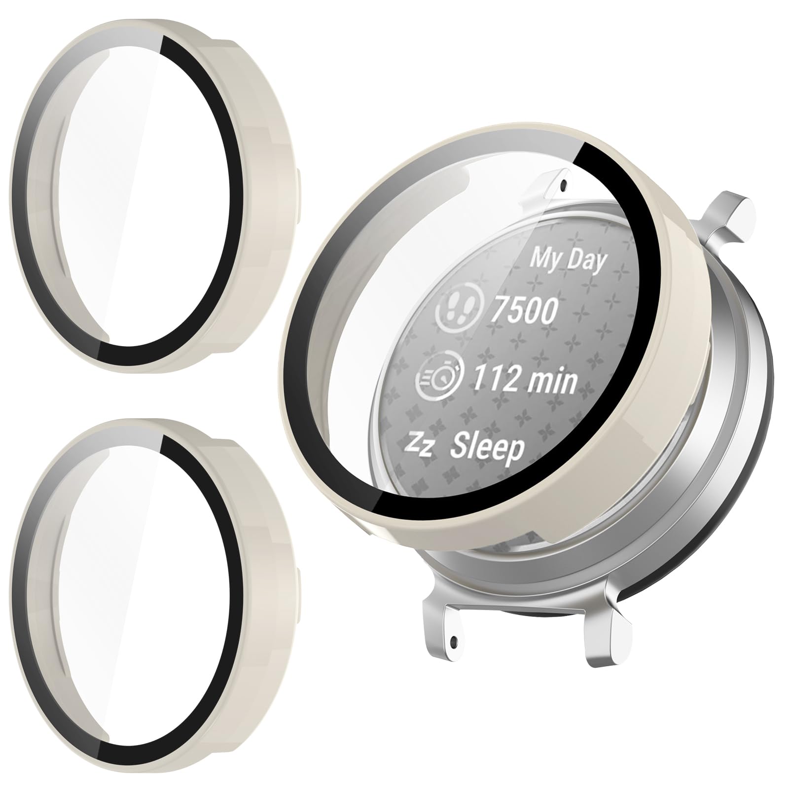 Lot de 2 coques de protection d'écran pour Garmin Lily 2, pare-chocs en polycarbonate rigide, couverture complète, accessoires de protection intégrés en verre trempé