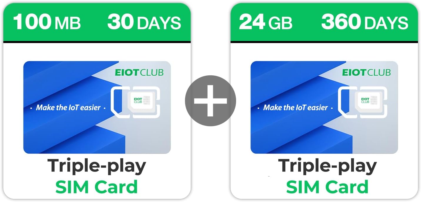 EIOTCLUB Data Only SIM Card Triple Play (100MB+24GB 360Day), Work on AT&T, T-Mobile and Verizon Networks