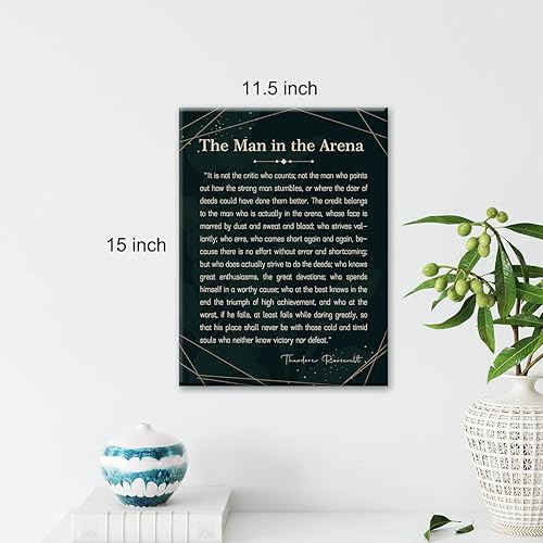 Miniatura 2 de Lienzo enmarcado con cita de Theodore Roosevelt, con texto en inglés "The Man in the Aren", póster con texto inspirador y competitivo del hombre con