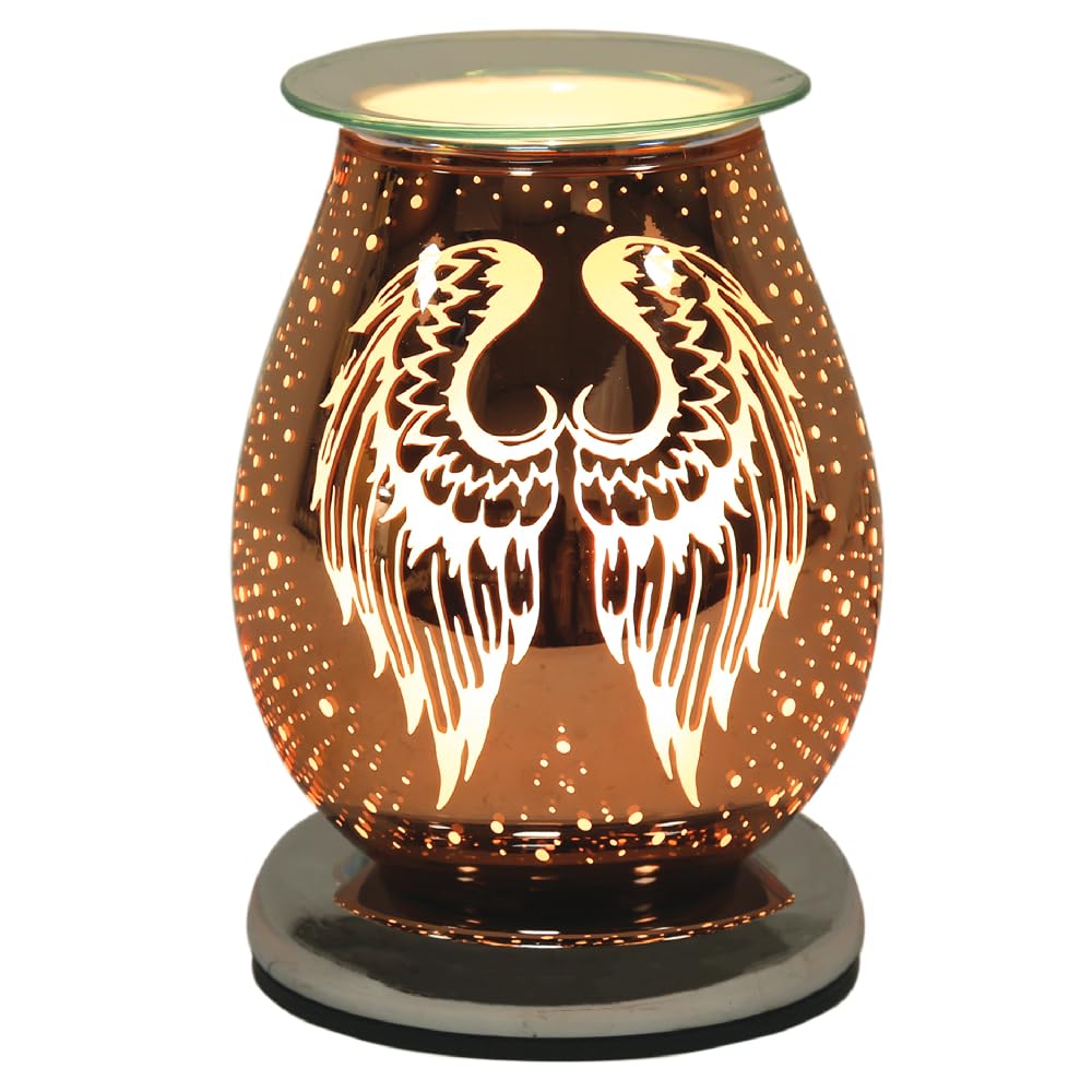 Aroma Electric Wax Melt Burner Angel Satin Wings Oil Burner Ideal For Home Office Bedroom Living Room Easy To Clean 17cm