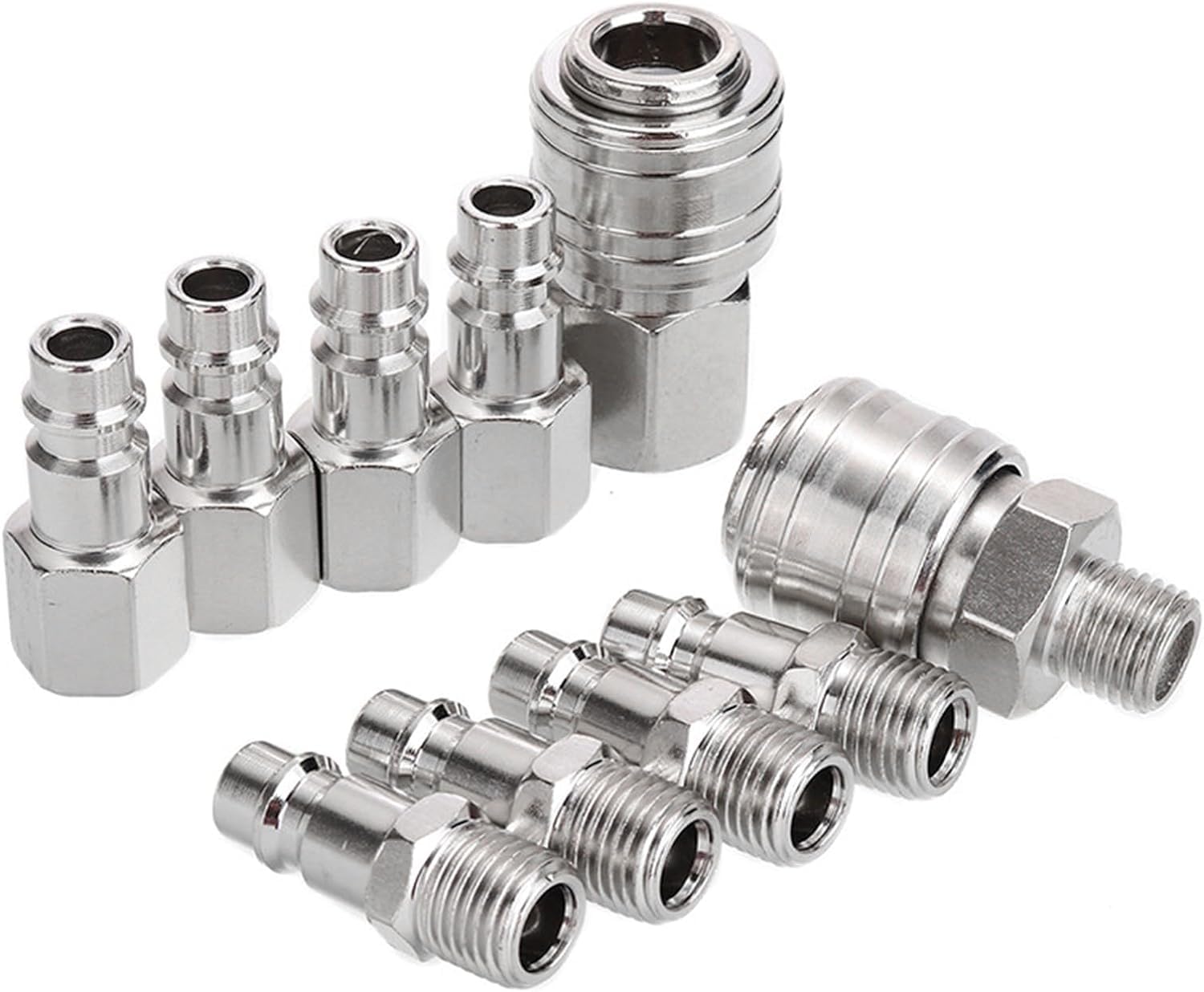 Acoplamiento rápido de aire comprimido 1/4" BSP, 20 PCS neumático para herramientas, compresores y mangueras