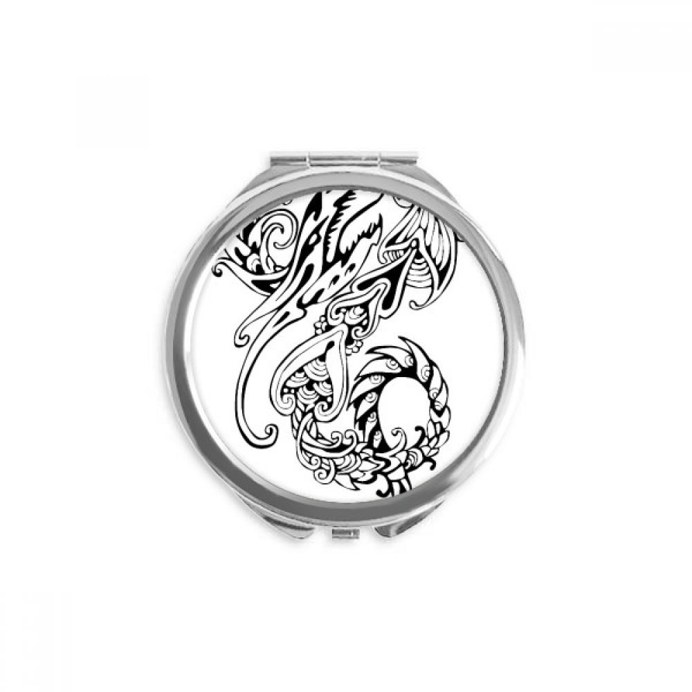 Espejo de mano de bolsillo redondo portátil para maquillaje con dragón chino 5