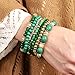 RIAH FASHION Multi Layer Bead Bracelet - Colorful Stacking Beaded Strand Stretch Cuff Statement Bangles Set (Vintage Marbled 7 Set - Green)