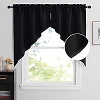 Vista 66 de NICETOWN Cortinas elegantes con caída de cascada para dormitorio, cortinas con jareta para barra estilo granja para sala de estar, cortinas rústicas