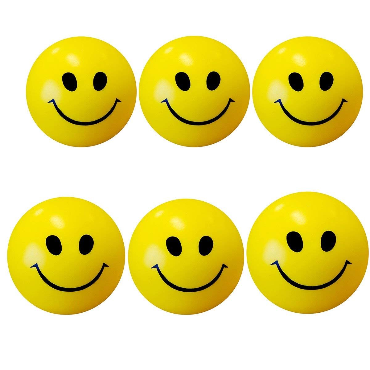 Smiley Face Squeeze Ball Yellow Emoji Stress Reliver Ball Pack of 6