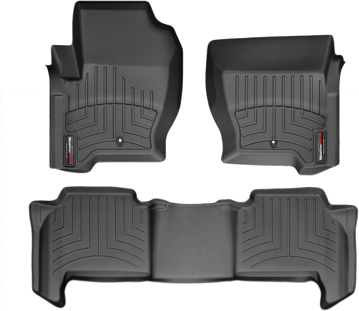 WeatherTech Custom Fit FloorLiners for Land Rover Rover Range Rover Sport - 1st & 2nd Row (44362-1-2), Black