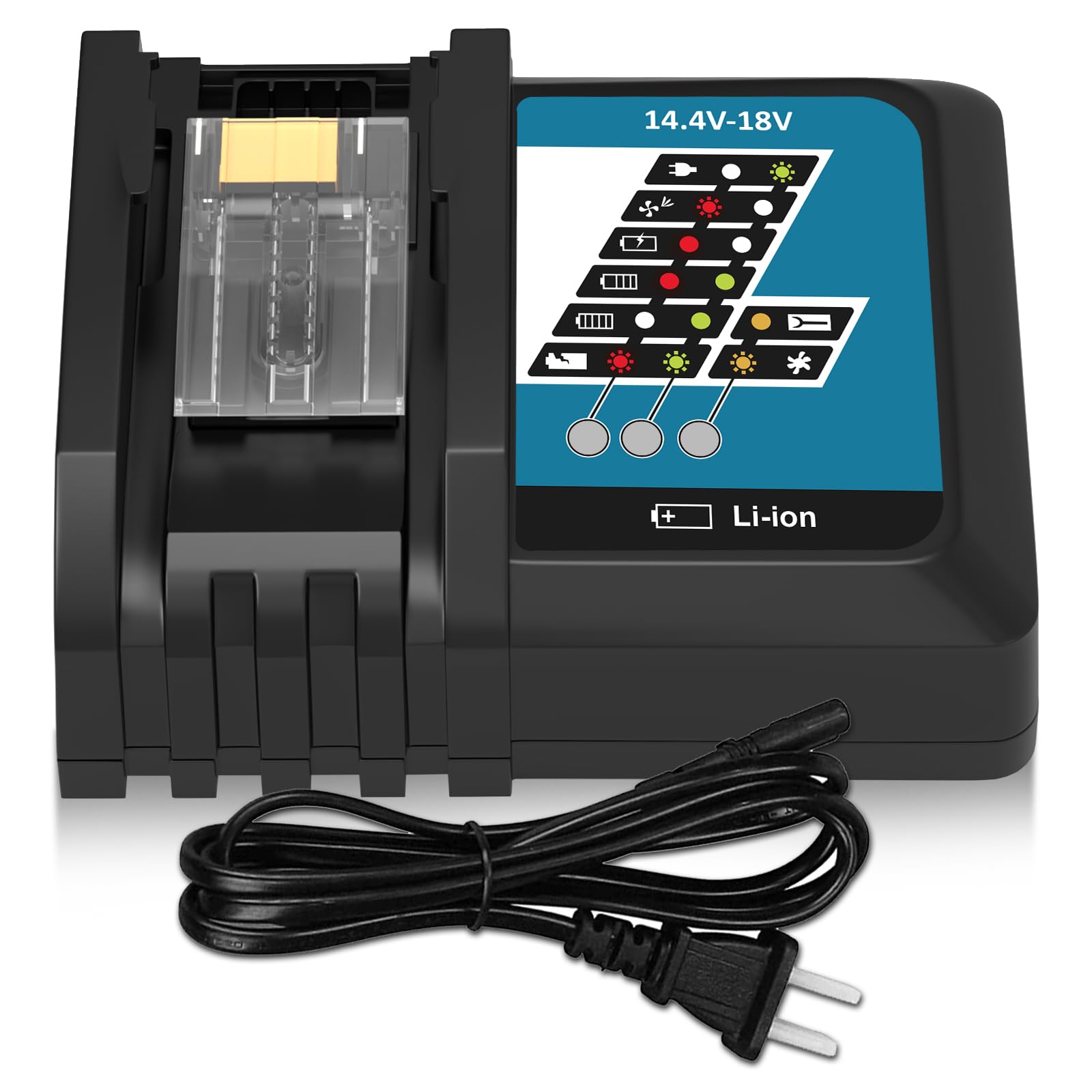Cargador de repuesto DC18RCT compatible con batería BL1860 BL1430 de litio 18V 8