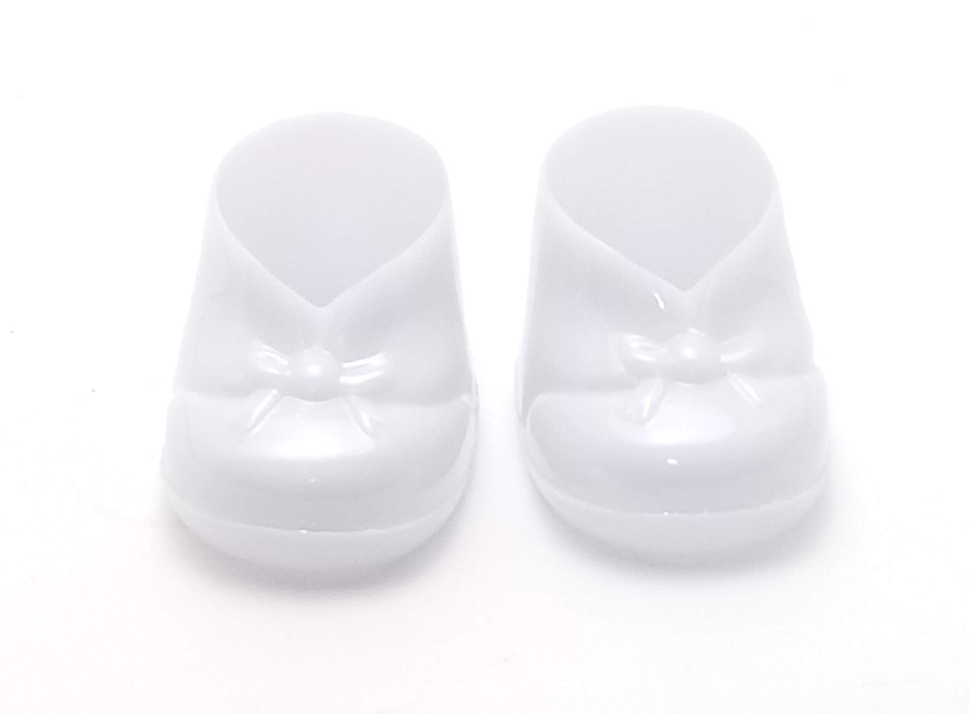 12 Extra Large White Plastic Baby Booties Candy Holders Favors 3"
