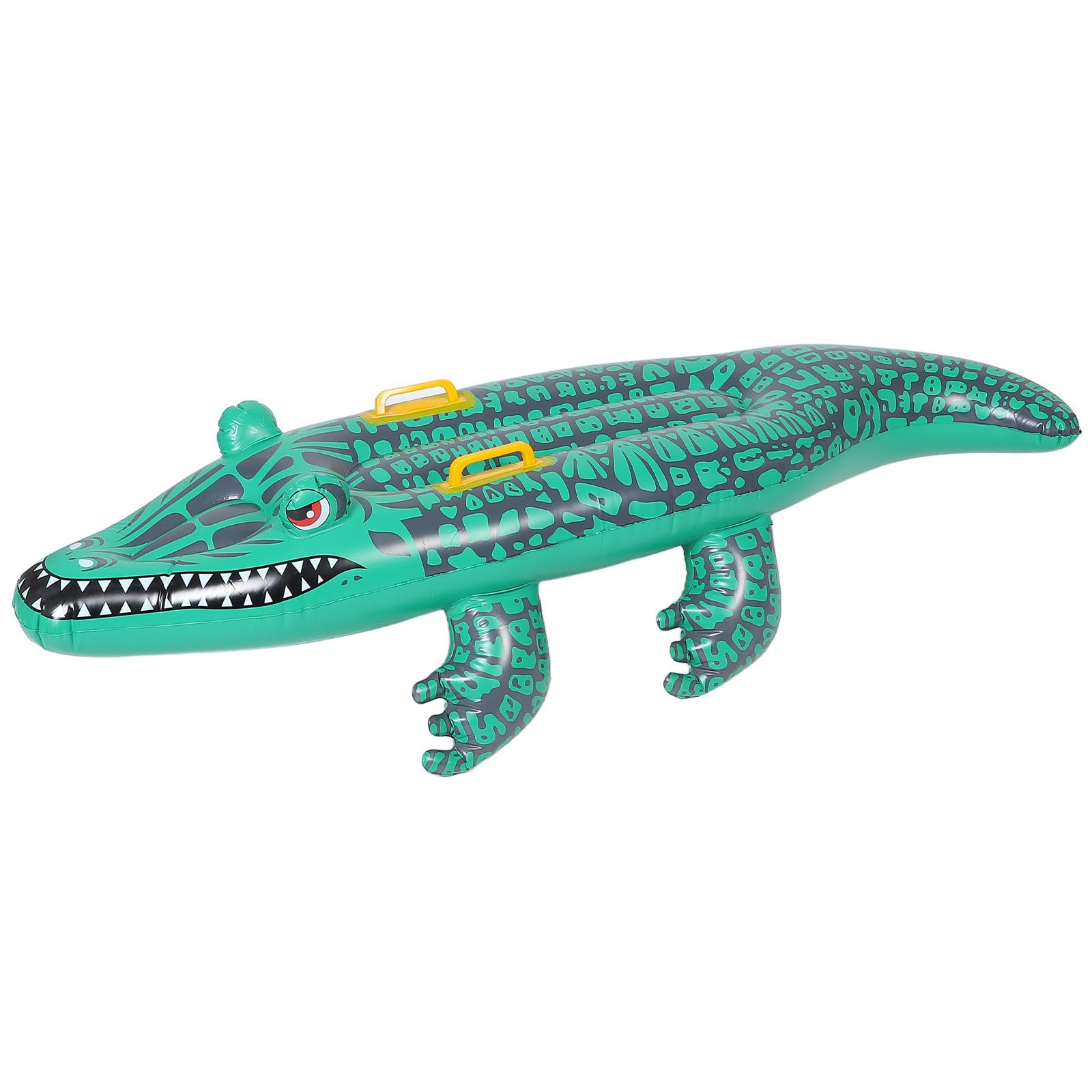 YARNOW Aufblasbare Alligator Pool Schwimmhilfe aus PVC Auslaufsicher und Tragbar Spielerische Grüne Schwimmmatte für Strand und Poolspaß