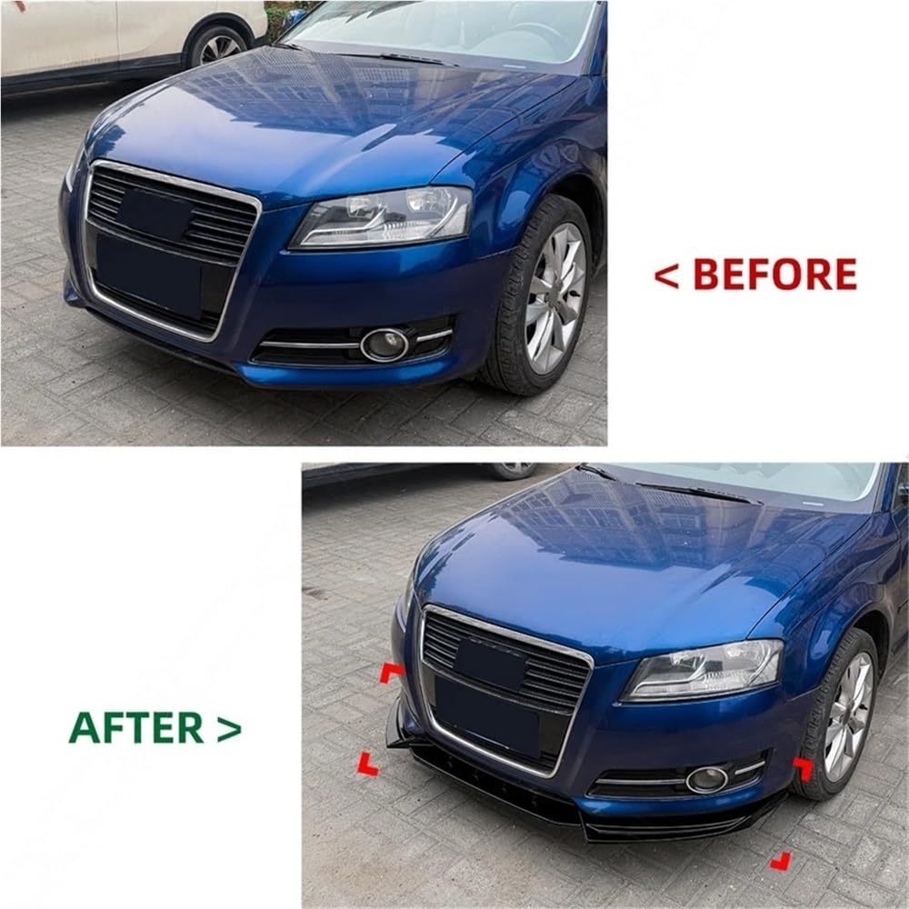 Kompatybilny z Audi A3 8P edycja standardowa 2008-2012 przedni zderzak samochodowy Spoiler Splitter dyfuzor ABS czarny błyszczący zestawy karoserii Tuning