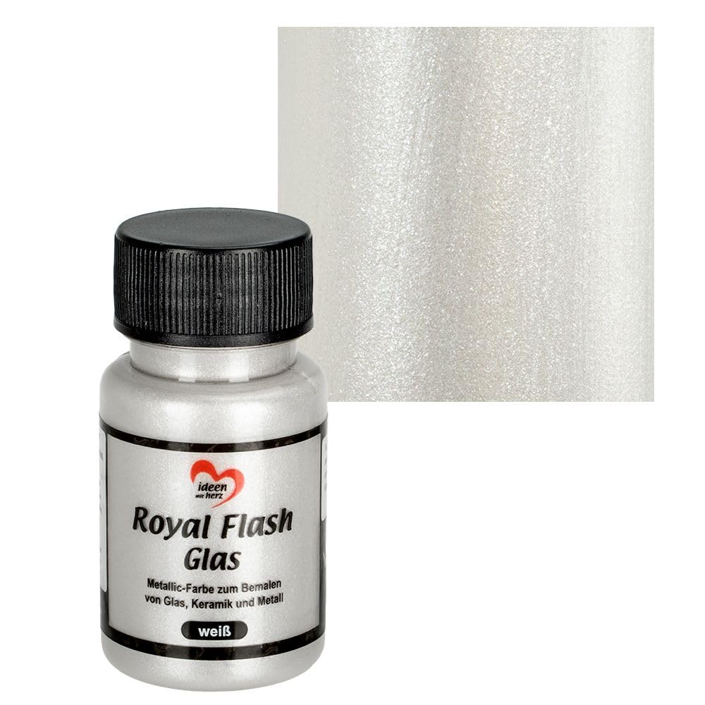 Ideen mit Herz Royal Flash - Colore per vetro, metallizzato, con particelle glitterate, 50 ml (bianco)