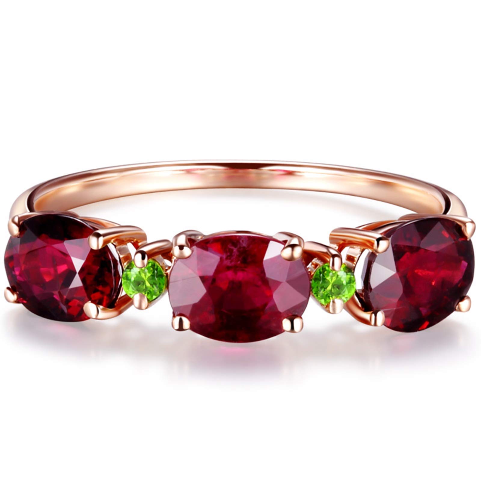 Beydodo Pierścionek damski 750 złoto prawdziwe 3 turmaliny 1,5 ct pierścionek zaręczynowy różowe złoto z diamentem e 18 karatów (750) czerwone złoto, 57 (18.1), colore: różowy (Rosegold), cod. TLLWGZ5633