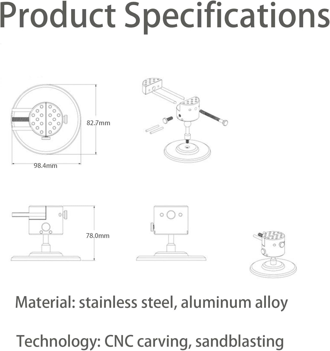 Mini Hobby Vise 360° Swivel, CNC Aluminum Alloy Adjustable Pin Vise with 8 Bench Pins, 50mm Clamping Width Table Vice Clamp for Action Figure, Diy, Jewelry, Watch