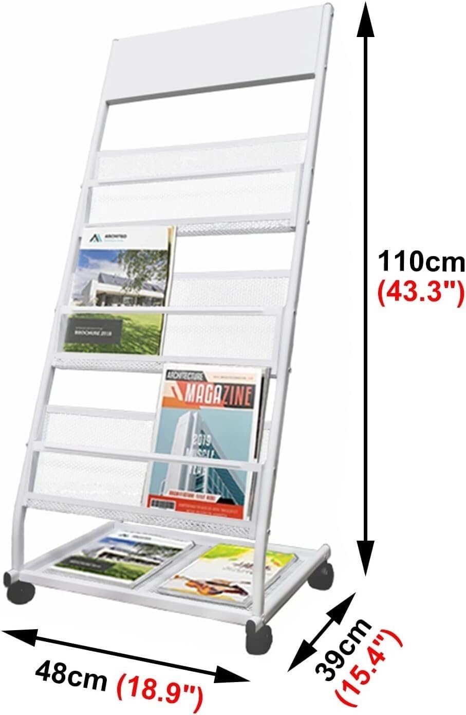 Expositor portátil con ruedas para organizar carteles y folletos en salas de espera