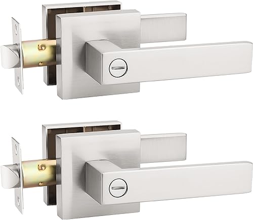 Vista 69 de KNOBWELL Paquete de 6 manijas de puerta negras, palanca de privacidad para puerta de cama y baño, apertura a la izquierda o a la derecha, acabado