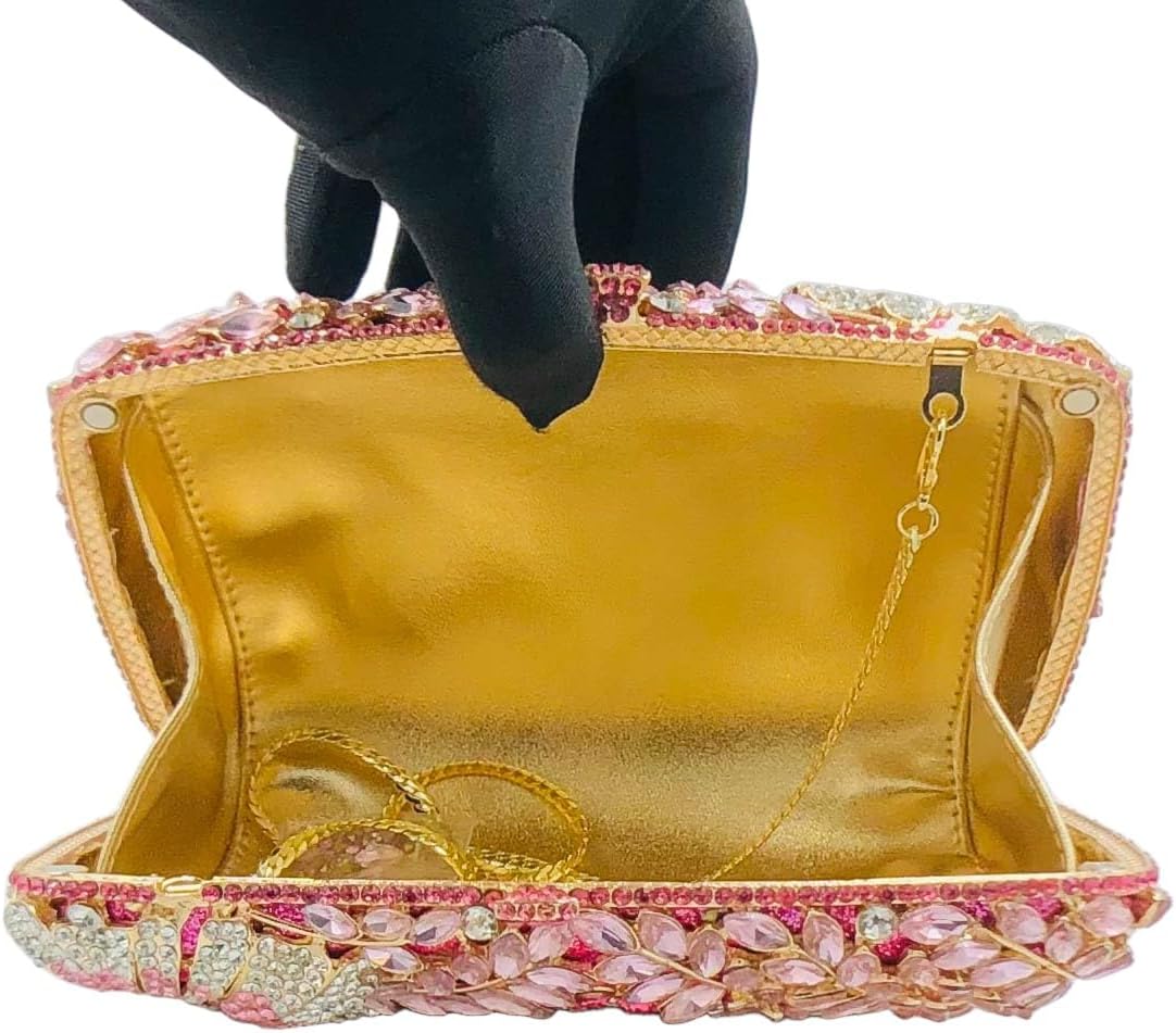 Boutique De FGG Flower Evening Bags Formal Party Floral Crystal Clutch Handbags Bridal Wedding Rhinestone Clutch Purses,Mini - Image 6