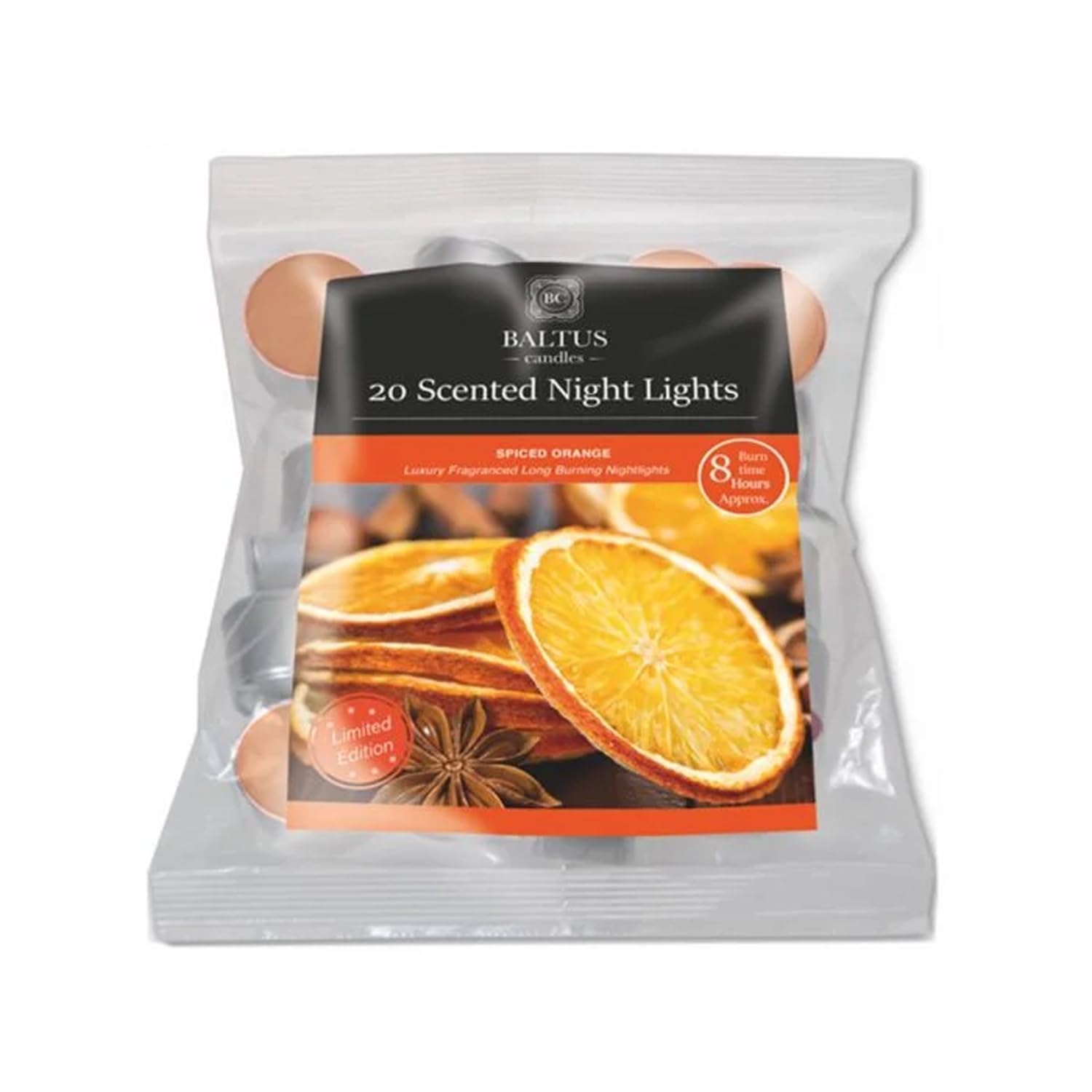 Scented and Unscented Tealight Candle Packs - Available in Multiple Refreshing and Soothing Fragrances | 8Hr Long Lasting Burn Time | Home Decorative Accessory (Spiced Orange)