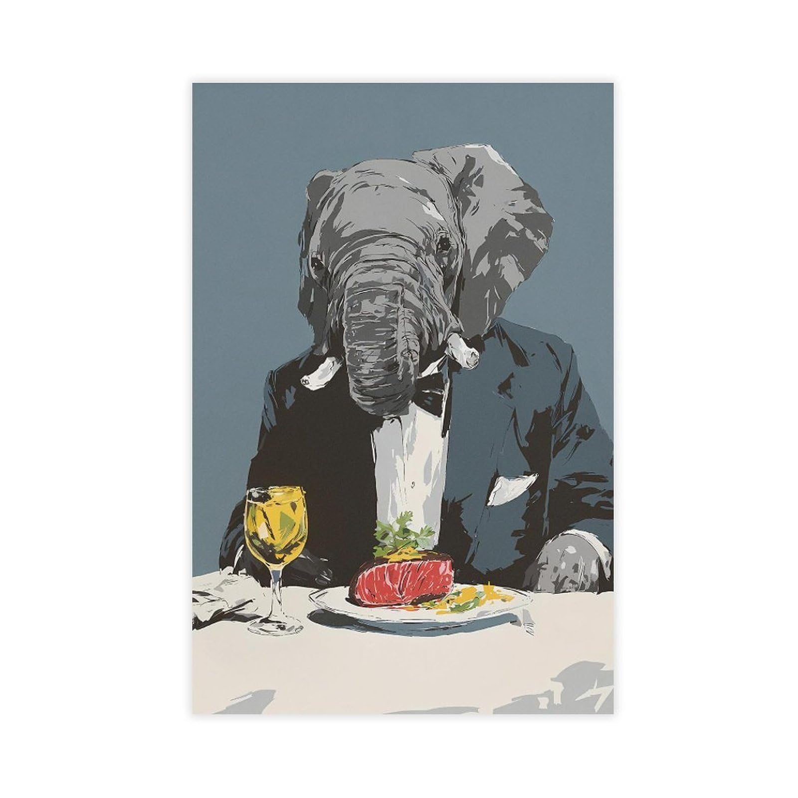 Bareronor Sophisticated Elephant Poster Canvas Poster Bedroom Decor Landscape Office Room Decor Gift 12" L X 18" W