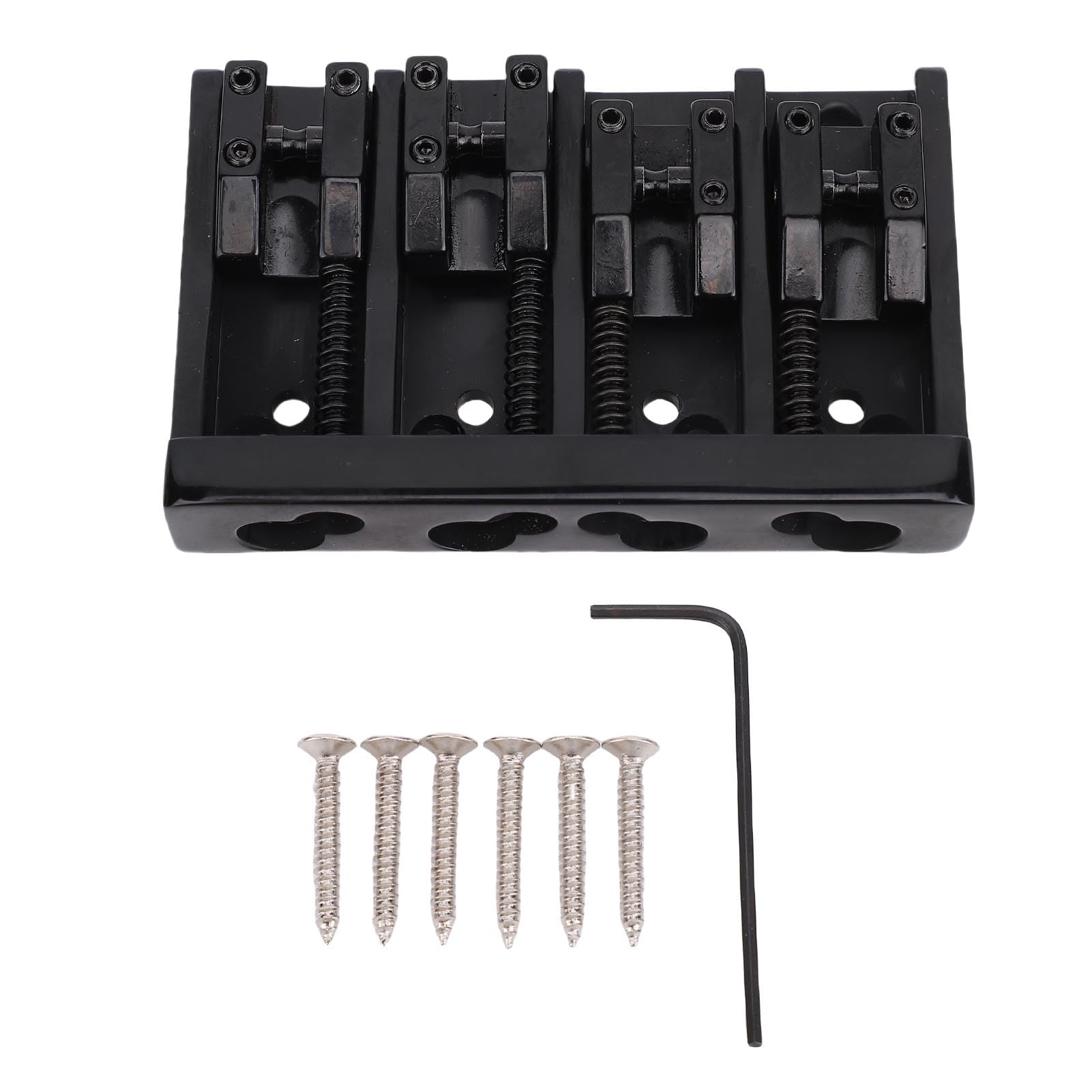 4 String Bass Bridge, Fully Adjustable Saddles Fine Tune Intonation Height Electric Bass Bridge for Jazz Style Musicians Studio Recording Live Performances