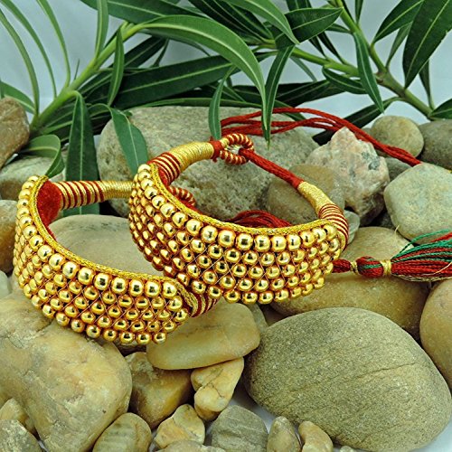 Jewar Baju Bandh Gold Plated Round Ball Bracelet Hand Pocchi Pair Jewelry 78313
