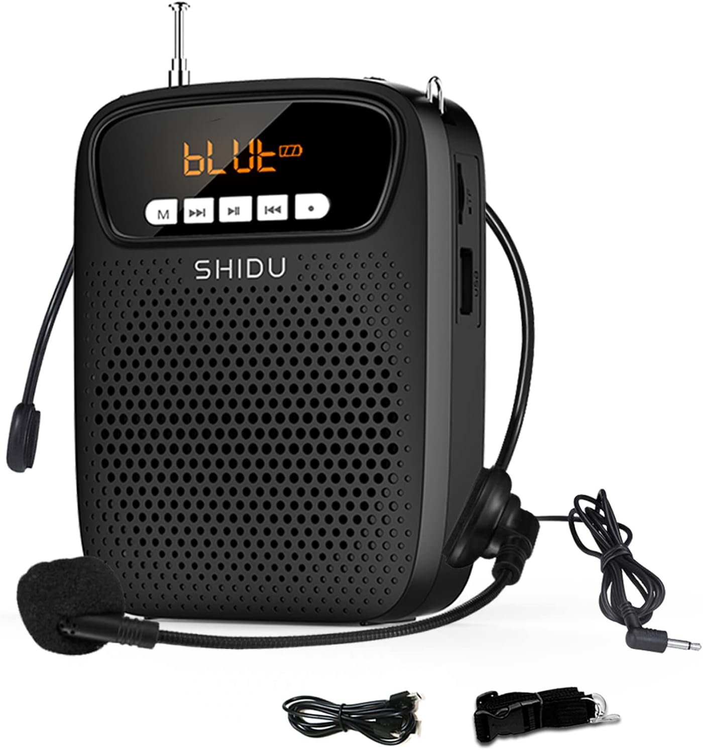 S278 15W Lightweight Portable Rechargeable Mini Voice Amplifier with Headset Microphone Supports Bluetooth/Recording/FM Radio/MP3 for Teachers, Tour Guides and More