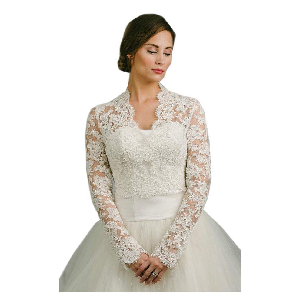 Bolero Bridal Lace Long Sleeves Bridal Wrap Appliqued Jackets Wedding Wraps Bolero Jacket