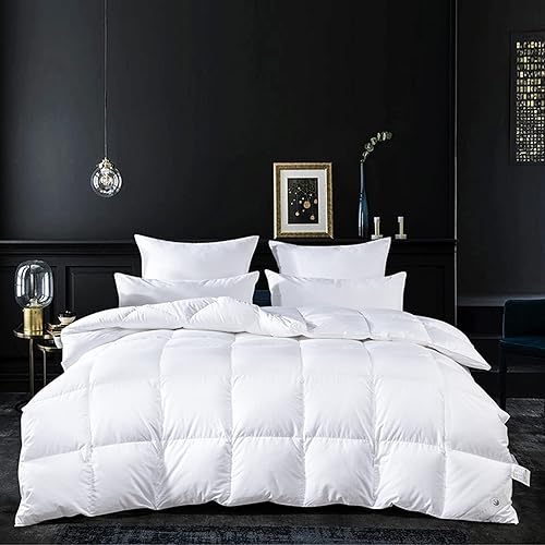 KEINXOW Goose Feather Duvet Core Normal Double BedMedium Double Bed White Duvet Core Fluffy Down Filling Oversized Duvet with White Duvet Cover