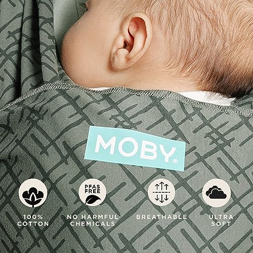 Image of Moby Baby Wrap Carrier Classic for Newborns to Toddlers (8-33lbs), Infant Sling Carrier, Lightweight & Hands Free Design, Adjustable for All Body Types (Olive Etch)