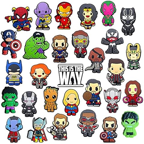EGEKTBH 30Pcs Superhero Shoe Charms, The Avengers Shoe Decoration Accessories for Shoe Clog Sandals Bracelets for Child and Adults Birthday X-mas Party Favor Supplies Gifts Cover