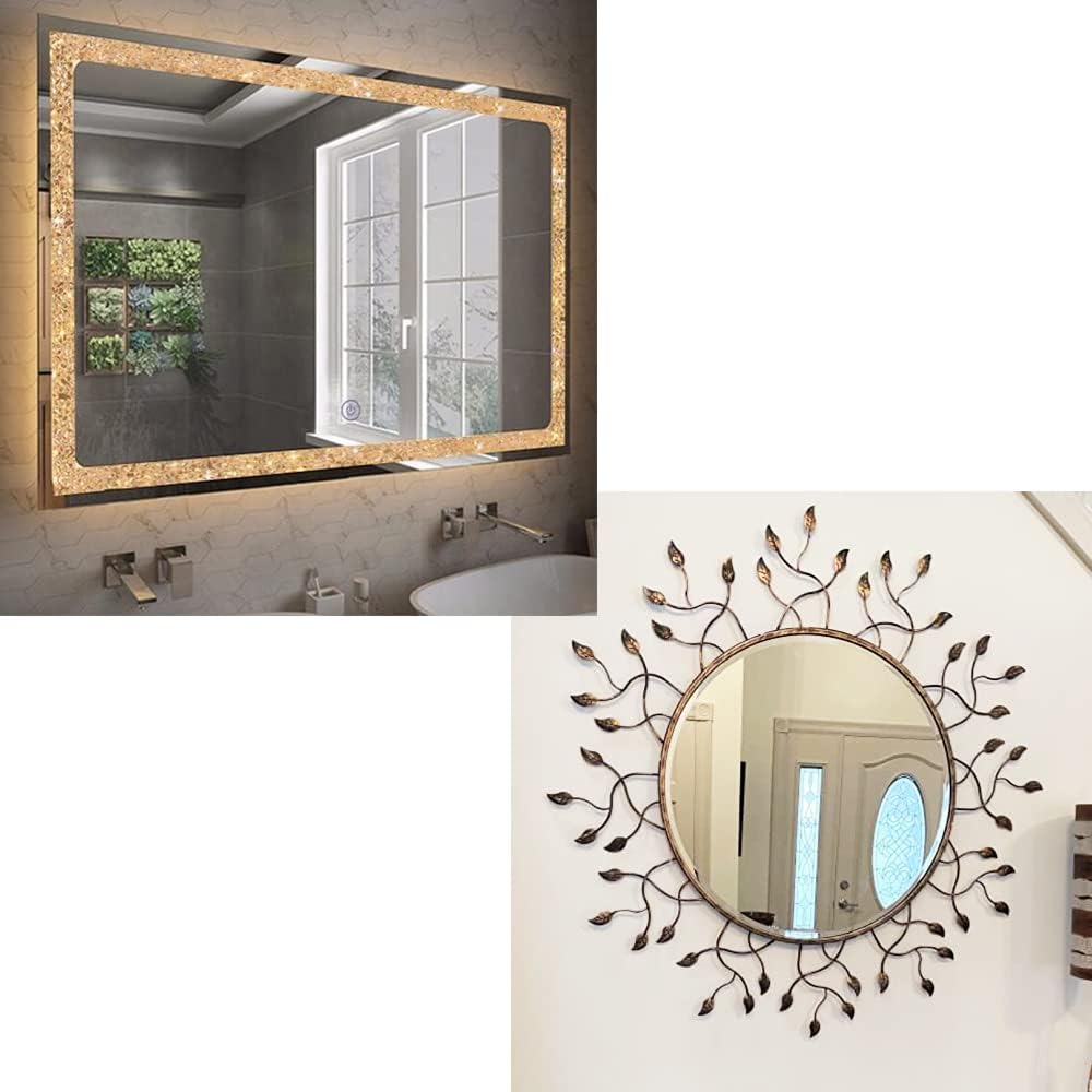Chende Lighted Crystal Mirror and Large Wall Mirror for